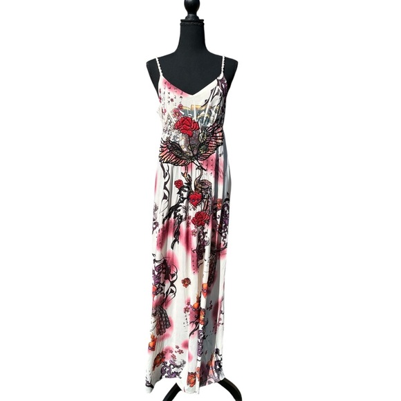 Sundress Large by Spy Zone Exchang3 with large red glitter roses Rayon - Picture 1 of 4